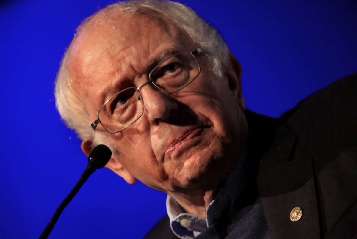 Sen. Bernie Sanders speaks during a rally on October 28, 2021, in New Brunswick, New Jersey.