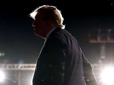 Former President Donald Trump speaks during a campaign rally at Minden-Tahoe Airport on October 8, 2022, in Minden, Nevada.