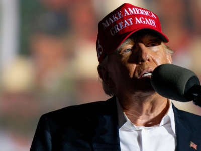 Former President Donald Trump speaks at a rally on October 22, 2022, in Robstown, Texas.