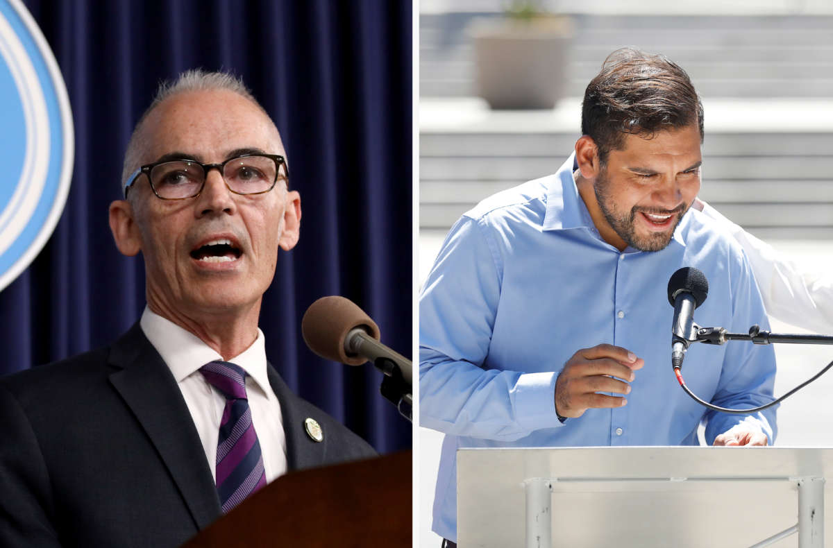 Mitch O'Farrell, left, and Hugo Soto-Martinez are running against each other for city council in Los Angeles's District 13.