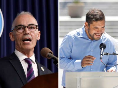 Mitch O'Farrell, left, and Hugo Soto-Martinez are running against each other for city council in Los Angeles's District 13.