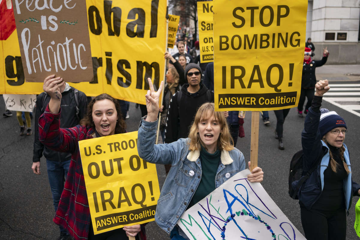 Anti-War Protestors Rally Against War in Iraq and Iran