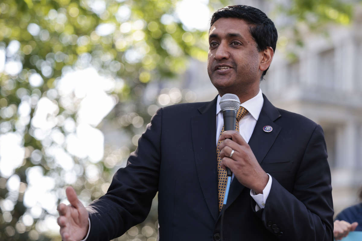 Rep. Ro Khanna speaks at a rally near the White House on April 27, 2022, in Washington, D.C.