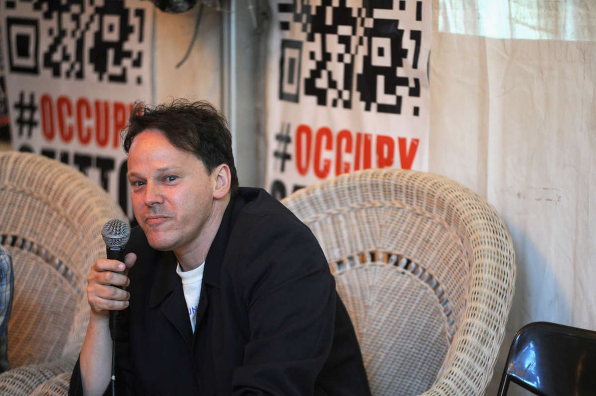 David Graeber speaks at an Occupy Movement public debate on June 13, 2012 in Milan, Italy. 