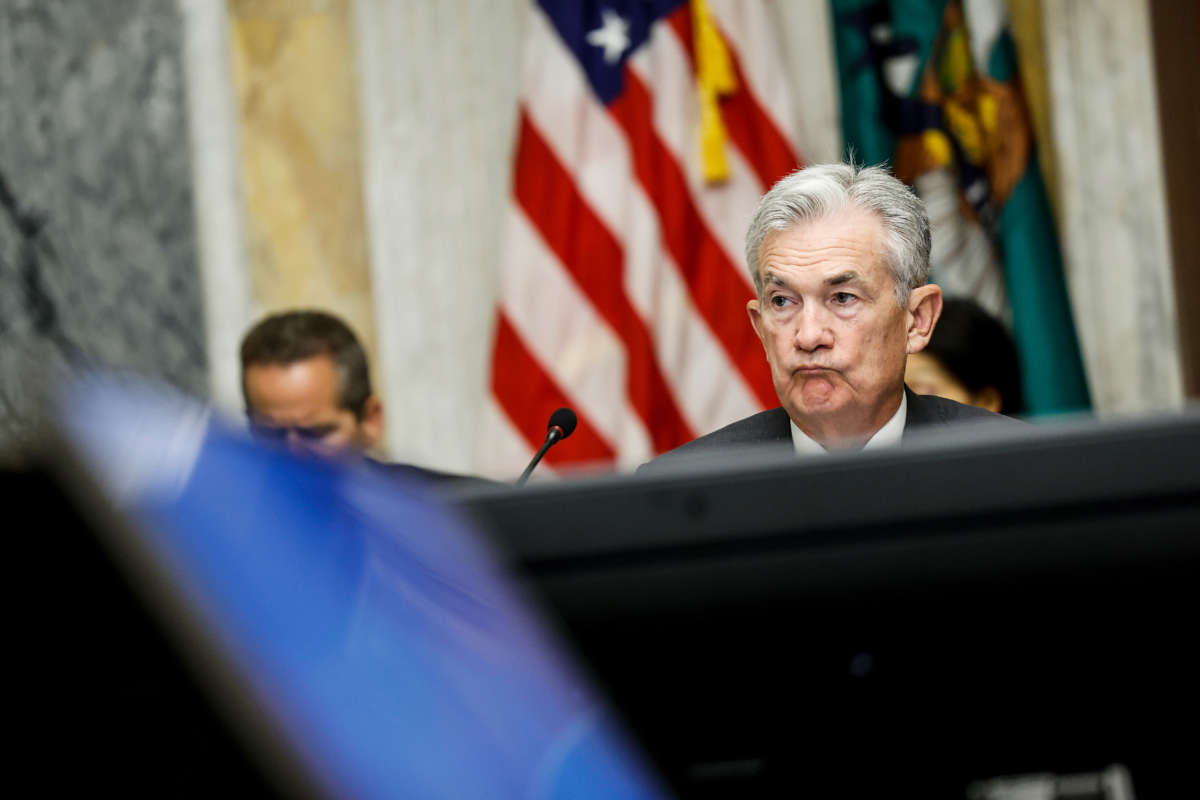 Federal Reserve Board Chairman Jerome Powell listens during a meeting with the Treasury Department's Financial Stability Oversight Council at the U.S. Treasury Department on October 3, 2022, in Washington, D.C.