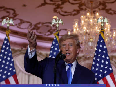 Former President Donald Trump speaks during an election night event at Mar-a-Lago on November 8, 2022, in Palm Beach, Florida.