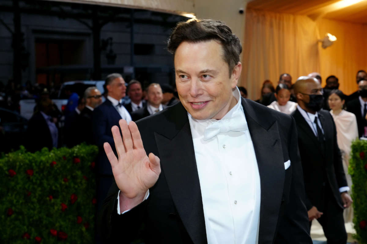 Elon Musk attends The 2022 Met Gala at The Metropolitan Museum of Art on May 2, 2022, in New York City.
