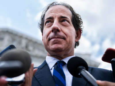 Rep. Jamie Raskin talks with reporters outside of the U.S. Capitol on July 15, 2022.