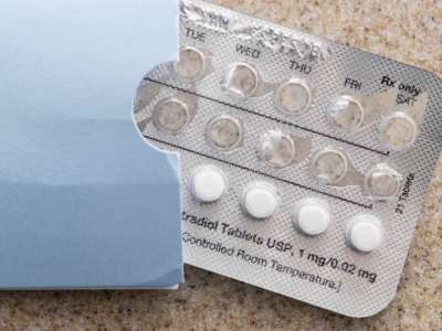 Birth control pills rest on a counter in Centreville, Maryland, on July 6, 2022.