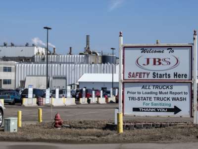A JBS Foods meatpacking plant in Worthington, Minnesota, where three children were allegedly found working, according to a Department of Labor complaint filed on November 9, 2022.