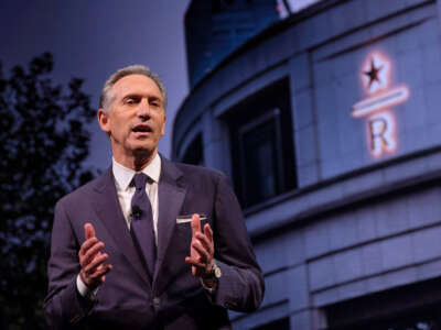 Starbucks then-Executive Chairman Howard Schultz speaks during the Starbucks Annual Shareholders Meeting at McCaw Hall, on March 21, 2018, in Seattle, Washington.