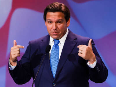 Florida Gov. Ron DeSantis speaks at the Republican Jewish Coalition Annual Leadership Meeting in Las Vegas, Nevada, on November 19, 2022.