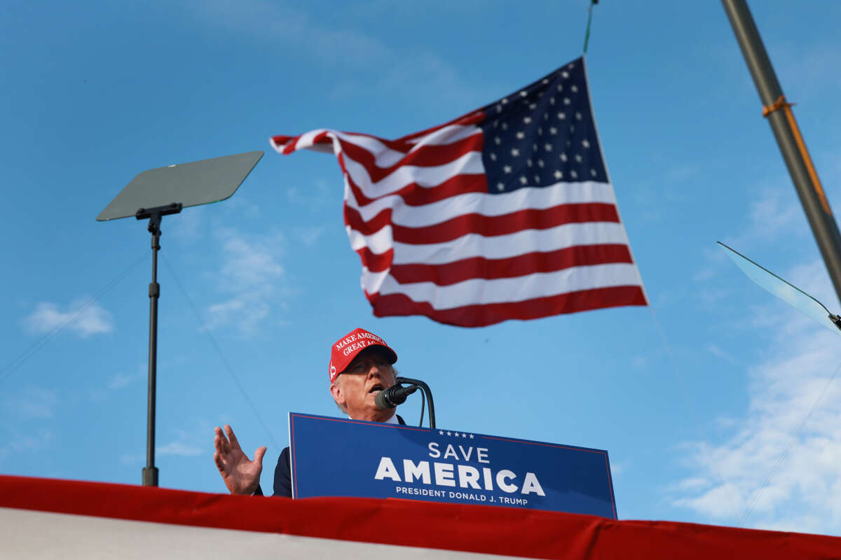 Former President Donald Trump speaks at a rally at the Miami-Dade Country Fair and Exposition on November 6, 2022, in Miami, Florida.