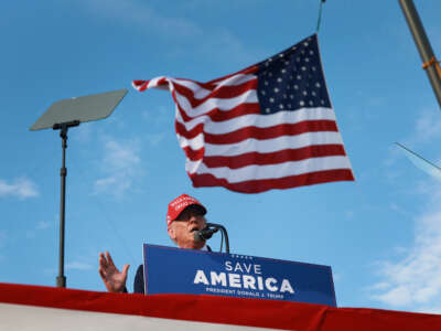Former President Donald Trump speaks at a rally at the Miami-Dade Country Fair and Exposition on November 6, 2022, in Miami, Florida.
