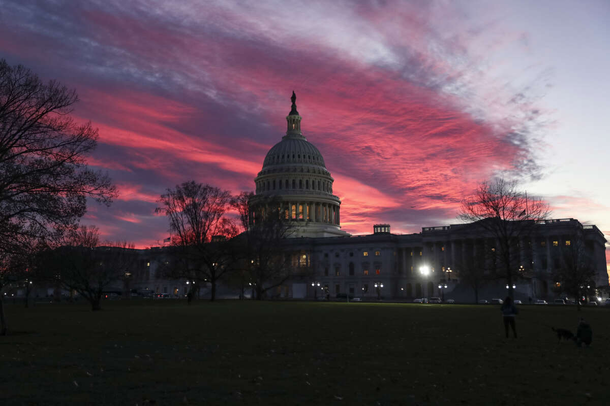 A view of sunset in the evening hours in the U.S. Capitol, Washington D.C., on December 2, 2022.