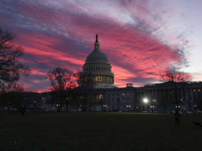 A view of sunset in the evening hours in the U.S. Capitol, Washington D.C., on December 2, 2022.