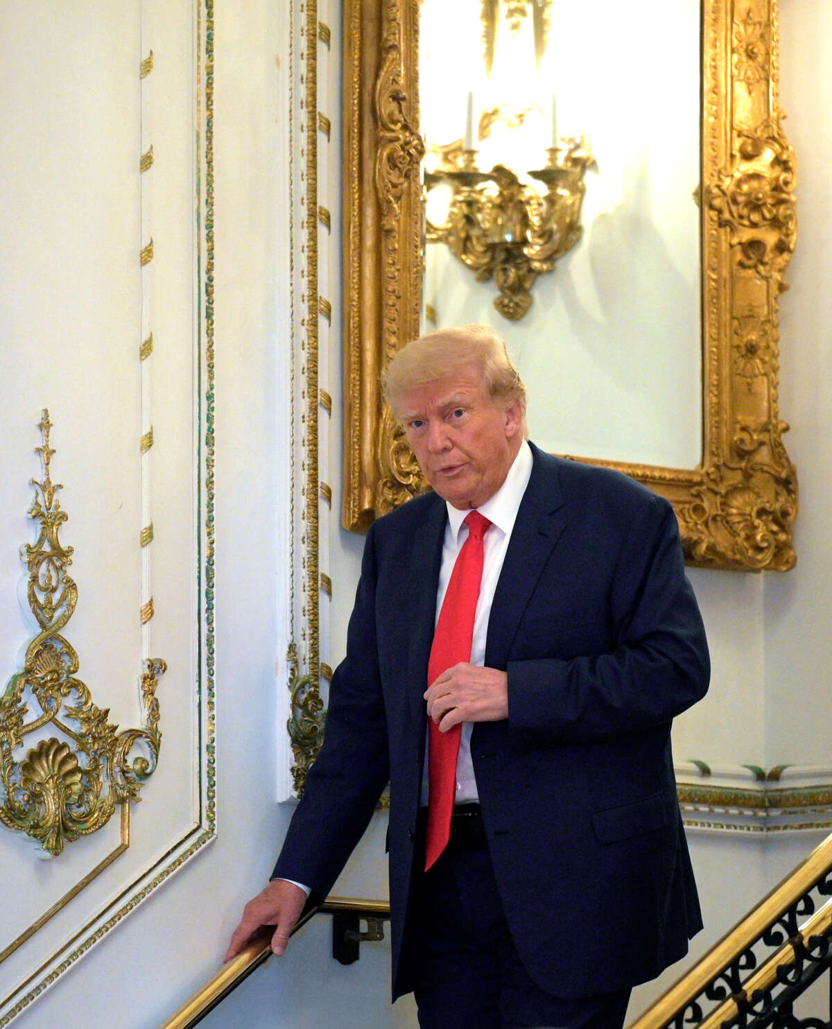 Former President Donald Trump makes an appearance during an election night party at Mar-a-Lago on November 8, 2022, in Palm Beach, Florida.