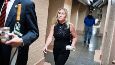 Rep. Marjorie Taylor Greene is seen during a vote in the U.S. Capitol on November 30, 2022.