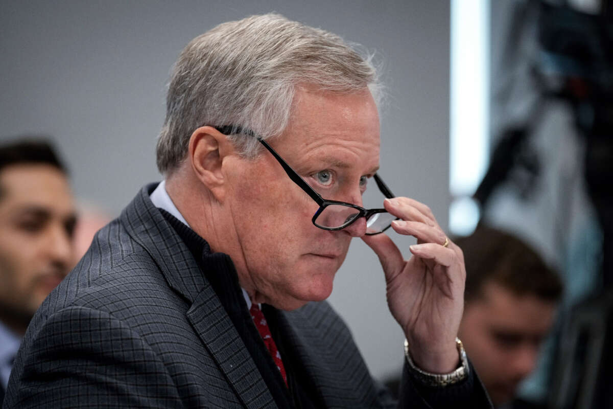 Former White House Chief of Staff during the Trump administration Mark Meadows speaks during a forum titled House Rules and Process Changes for the 118th Congress at FreedowmWorks headquarters on November 14, 2022, in Washington, D.C.