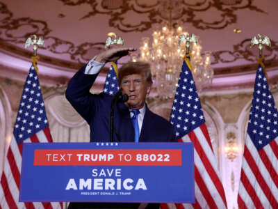 Former President Donald Trump speaks during an election night event at Mar-a-Lago on November 8, 2022, in Palm Beach, Florida.