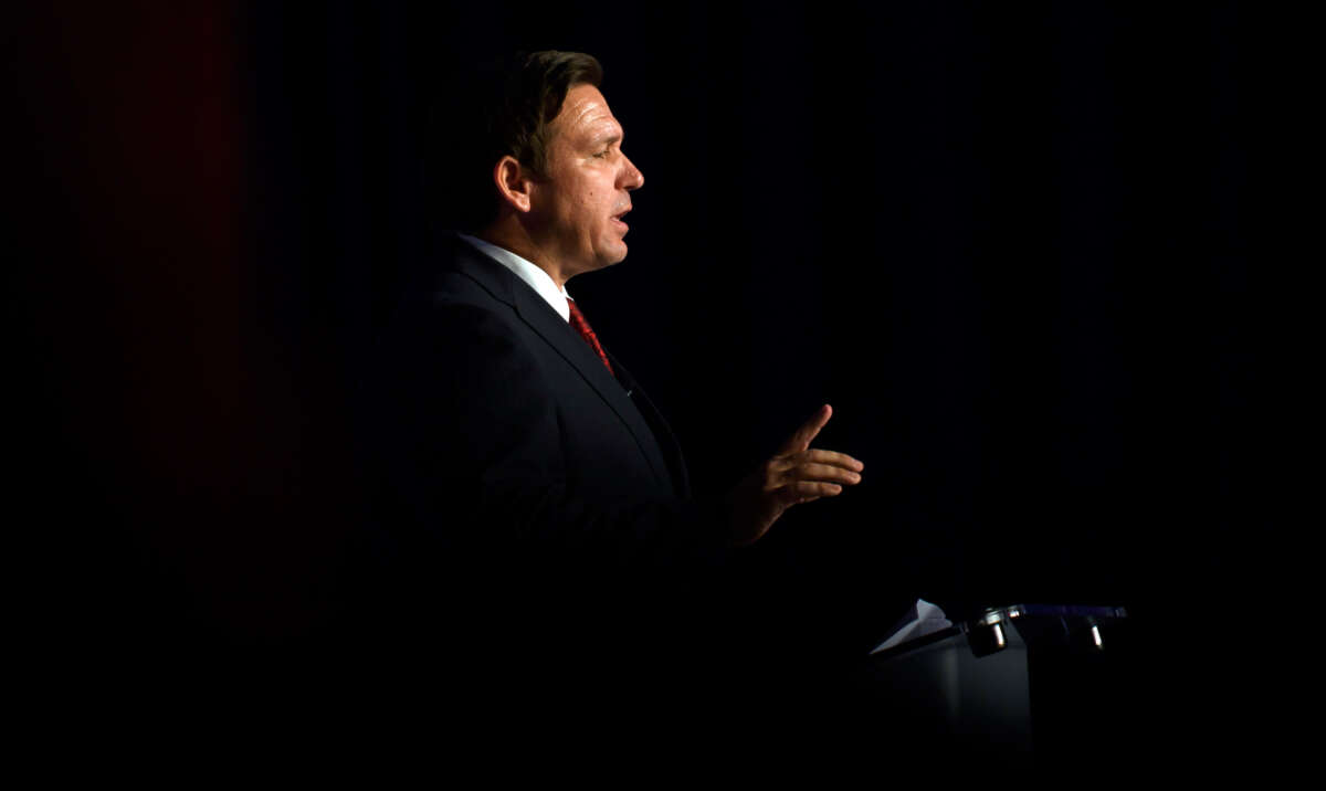 Florida Gov. Ron DeSantis speaks at a rally at the Wyndham Hotel on August 19, 2022, in Pittsburgh, Pennsylvania.