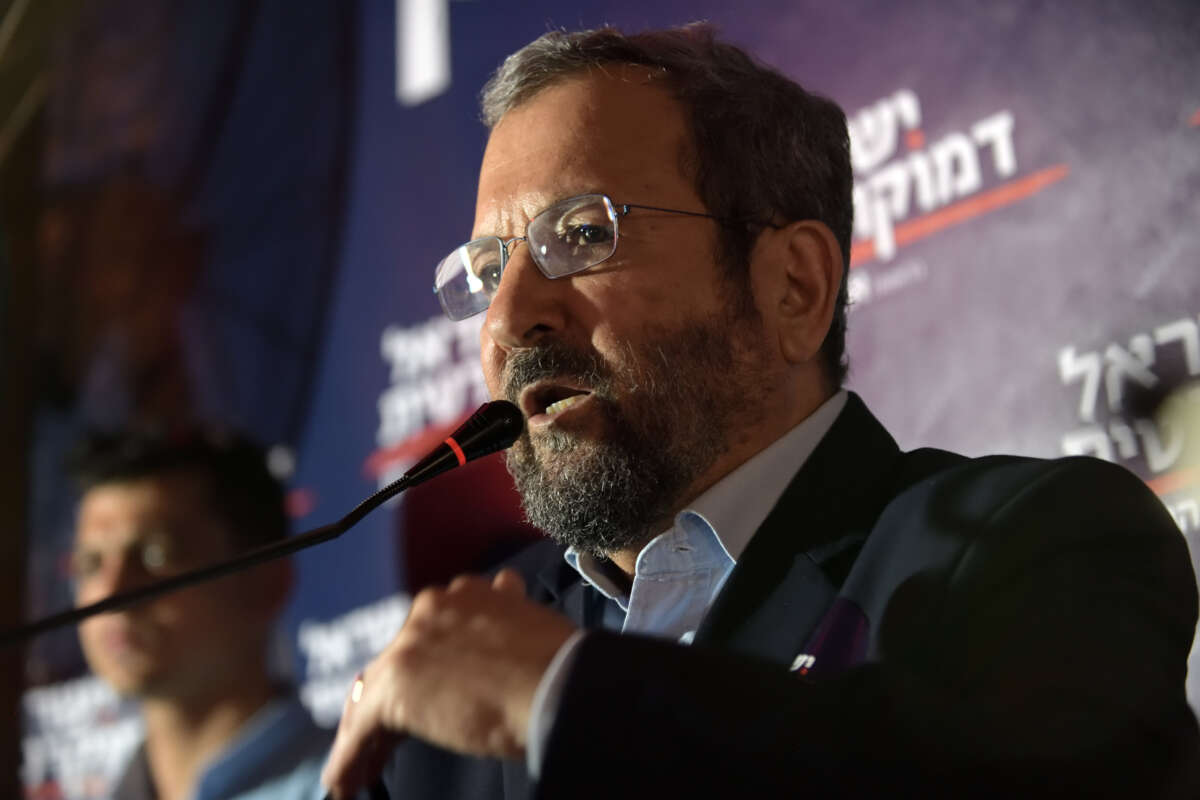 Former Israeli Prime Minister Ehud Barak speaks at a campaign event in Tel Aviv on July 17, 2019.