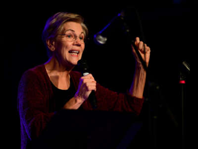 Sen. Elizabeth Warren speaks during a rally for Oregon gubernatorial candidate Tina Kotek on October 22, 2022, in Portland, Oregon.