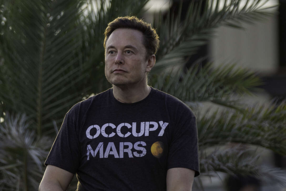SpaceX founder Elon Musk during a T-Mobile and SpaceX joint event on August 25, 2022, in Boca Chica Beach, Texas.