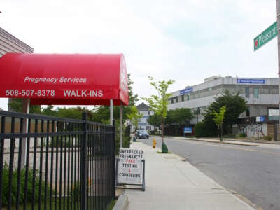 Problem Pregnancy, a crisis pregnancy center, is located near a Planned Parenthood center on Pleasant Street, in Worcester, Massachusetts.