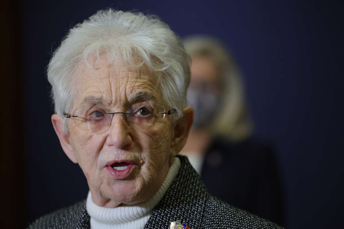 Rep. Virginia Foxx speaks at a press conference at the U.S. Capitol on March 9, 2021, in Washington, D.C.