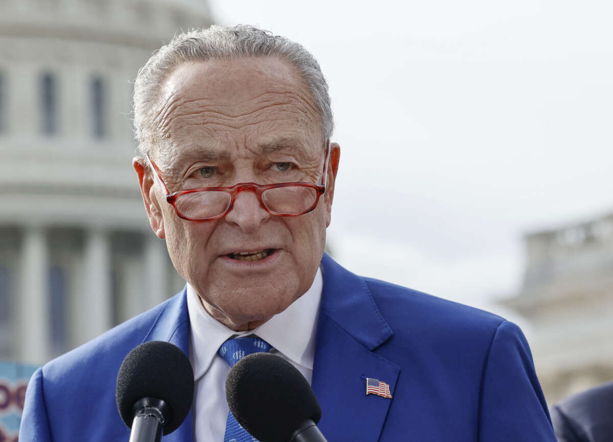 Chuck Schumer speaks during a press conference