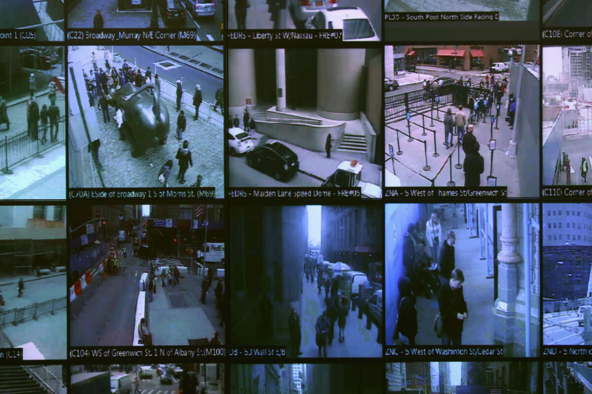 Monitors show imagery from security cameras seen at the Lower Manhattan Security Initiative on April 23, 2013, in New York City.