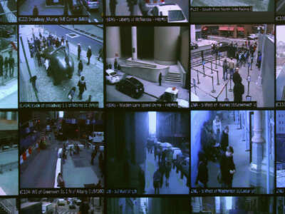 Monitors show imagery from security cameras seen at the Lower Manhattan Security Initiative on April 23, 2013, in New York City.