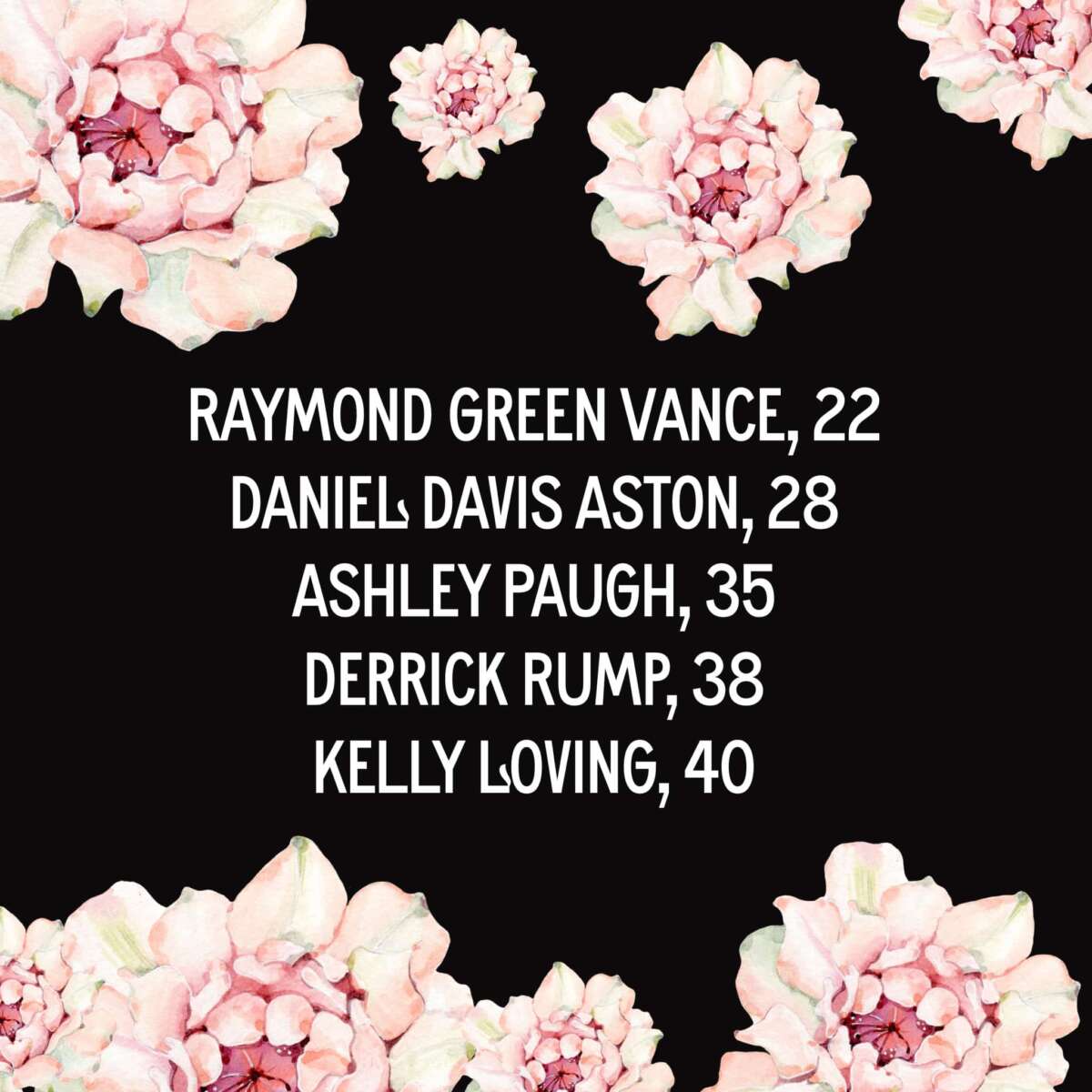 On November 20, Transgender Day of Remembrance, Anderson Lee Aldrich walked into Club Q and within a matter of seconds, unleashed a marauding storm of bullets from their high-powered assault rifle, killing five people: Raymond Green Vance (22), Daniel Davis Aston (28), Ashley Paugh (35), Derrick Rump (38), and Kelly Loving (40)