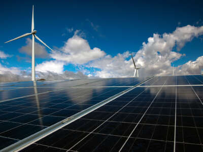 Los Angeles Department of Water and Power's Pine Tree Wind Farm and Solar Power Plant in the Tehachapi Mountains Tehachapi Mountains is seen on March 23, 2021, in Kern County, California.