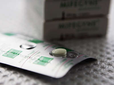 The abortion drug Mifepristone is pictured in an abortion clinic on February 17, 2006, in Auckland, New Zealand.