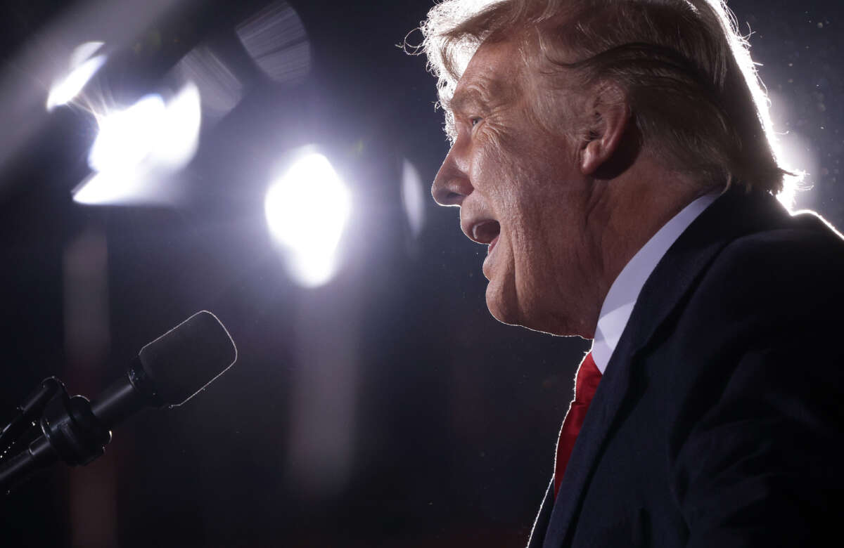 President Donald Trump speaks at a campaign rally for the Republican candidates for U.S. Senate at Dalton Regional Airport January 4, 2021, in Dalton, Georgia.