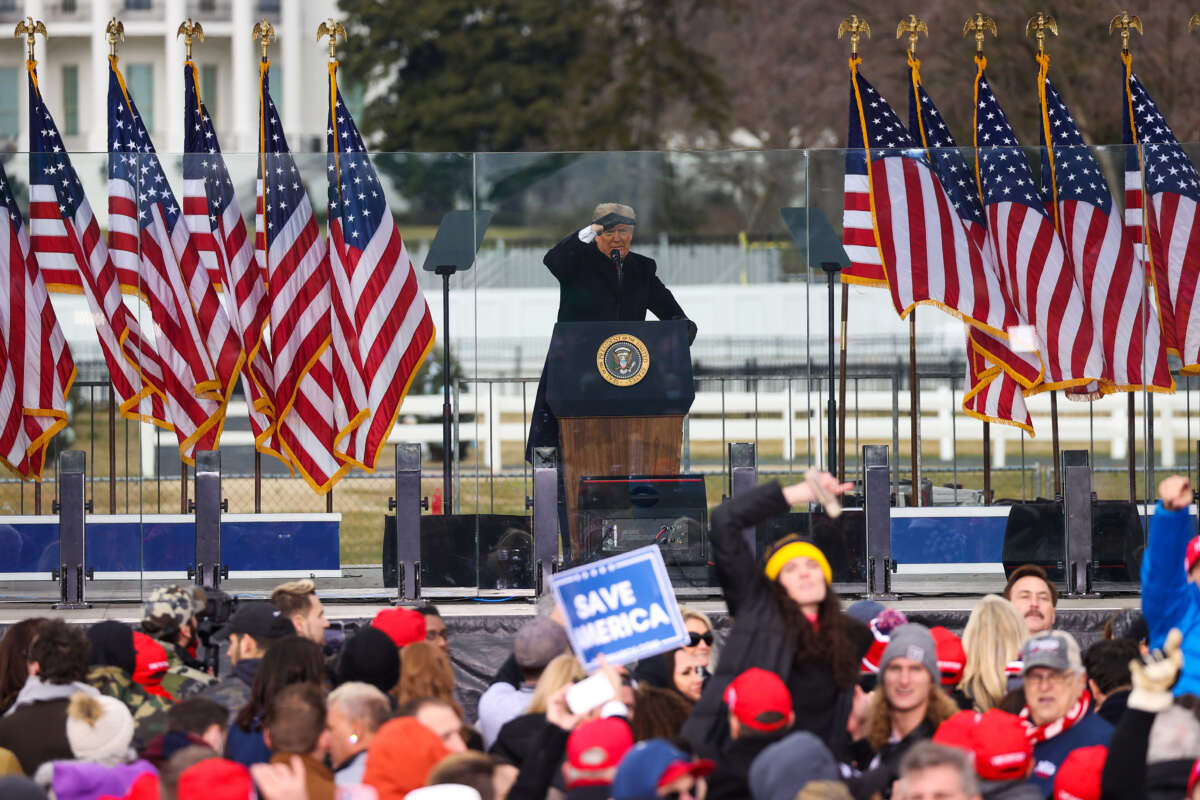 President Donald Trump speaks at a rally in Washington D.C. on January 6, 2021.