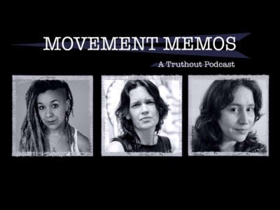 Memos de movimiento, un podcast de Truthout: pancarta con los invitados Robin Maynard y Leanne Betasamosake Simpson y la presentadora Kelly Hayes
