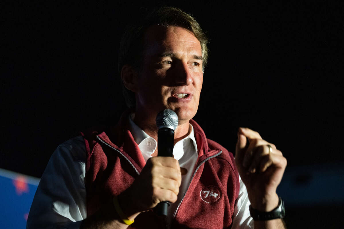 Virginia Gov. Glenn Youngkin speaks during an early vote rally at the Brandy Station, Virginia, fire station on November 1, 2022.