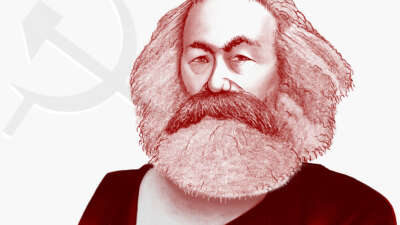 An illustrated portrait of philosopher Karl Marx