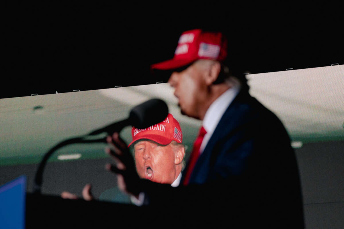 Former President Donald Trump speaks at a rally in Latrobe, Pennsylvania, on November 5, 2022.