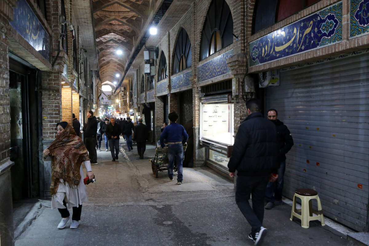 A view of a marketplace after shopkeepers went on a three-day shutter-down strike as part of Mahsa Amini protests in Tehran, Iran, on December 6, 2022.