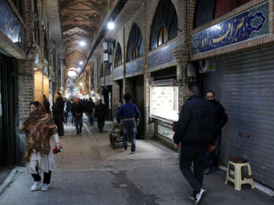 A view of a marketplace after shopkeepers went on a three-day shutter-down strike as part of Mahsa Amini protests in Tehran, Iran, on December 6, 2022.