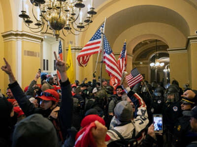 Trump supporters inside the U.S. Capitol after breaching security on January 6, 2021, in Washington, D.C.