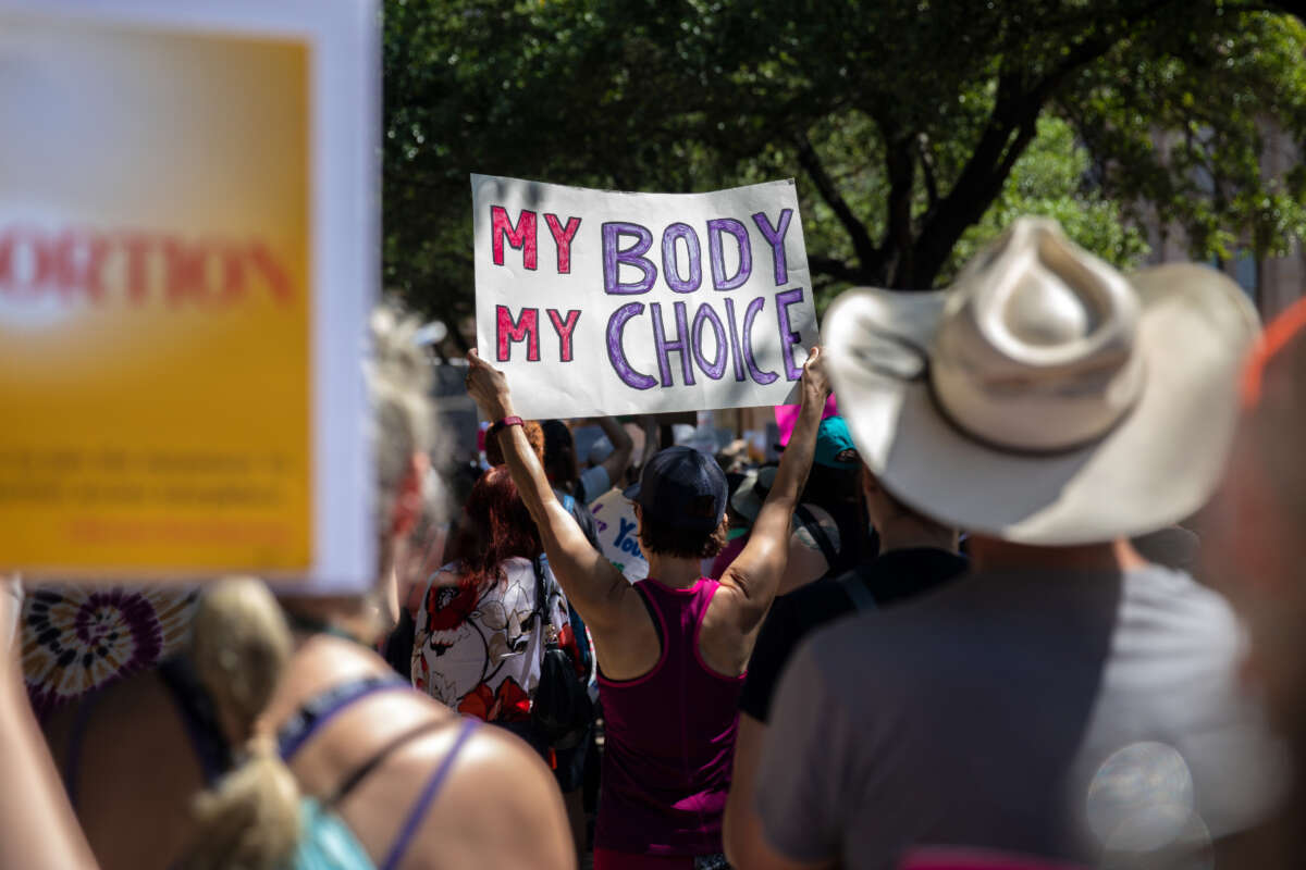 Pro-choice supporters rally for reproductive rights at the Texas Capitol on May 14, 2022, in Austin, Texas.