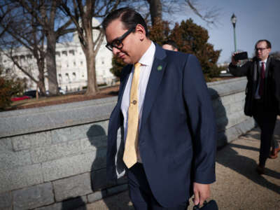 Rep. George Santos leaves the U.S. Capitol on January 12, 2023, in Washington, D.C.