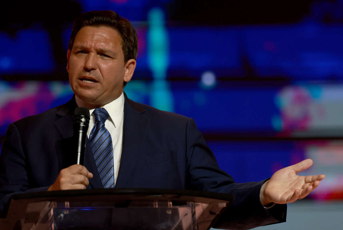 Florida Gov. Ron DeSantis speaks during the Turning Point USA Student Action Summit held at the Tampa Convention Center on July 22, 2022, in Tampa, Florida.