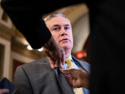 Rep. James Comer prepares for a television interview in the U.S. Capitol on January 12, 2023.