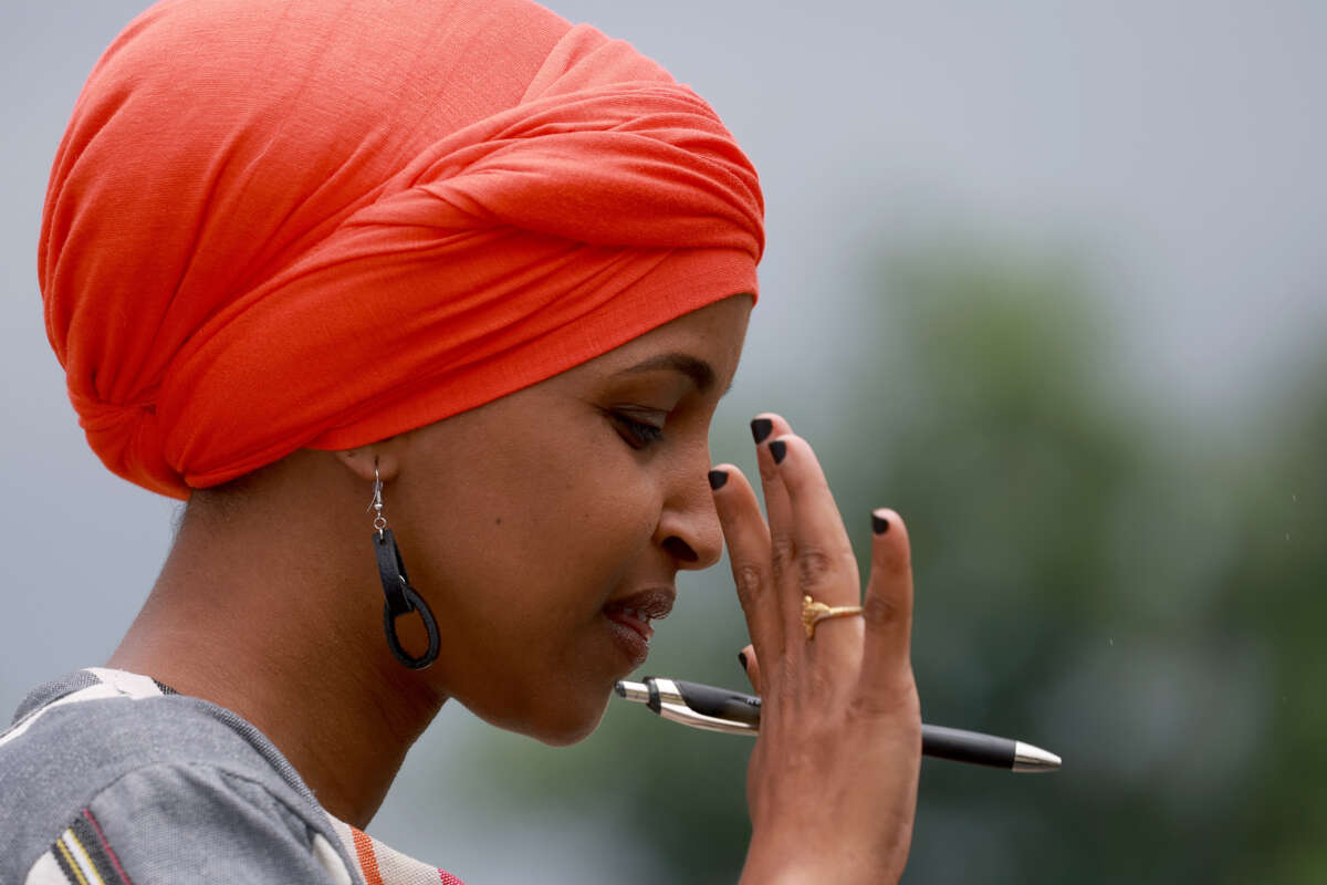 Rep. Ilhan Omar speaks during a press conference held outside of the U.S. Capitol Building on June 14, 2022, in Washington, D.C.